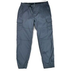 prAna Men’s Zogger Jogger Pants 35x30 Gray Cargo Nylon Belted Gorpcore Hiking